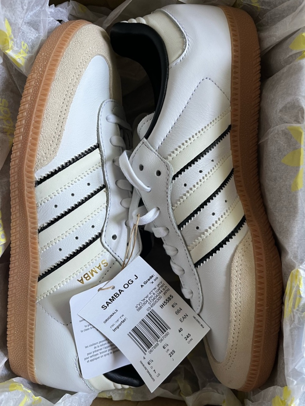 adidas Samba OG J White with Gum Sole
